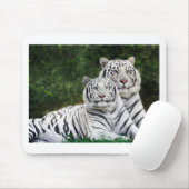 Tapis De Souris Beaux tigres blancs (Avec souris)