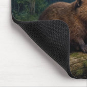Tapis De Souris Beaver On a River Log in the Moonlight (Coin)