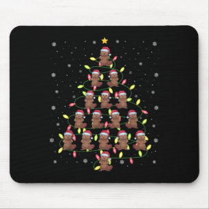 Tapis De Souris Beaver Père Noël feux d'arbre de Noël laids doux S