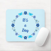 Tapis De Souris Bébé bleu Papillons et fleurs personnalisés (Avec souris)