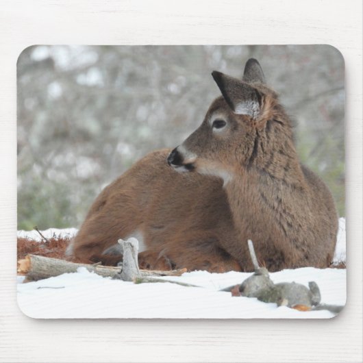 Tapis De Souris Bébé cerf en manteau d'hiver (Devant)