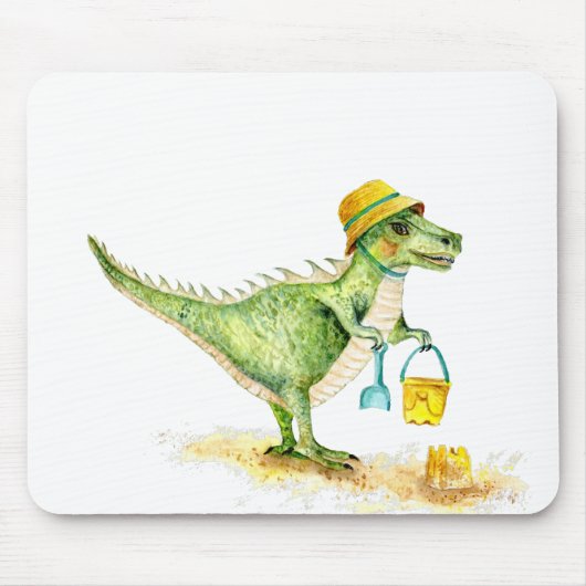 Tapis De Souris Bébé Dinosaure T-Rex sur la plage (Devant)