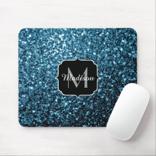 Tapis De Souris Bébé faux paillettes scintillantes bleu clair Mono