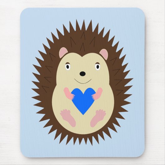Tapis De Souris Bébé Garçon Cœur Hérisson Bleu (Devant)