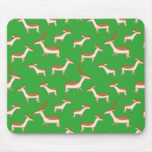Tapis De Souris Bébé mignon cerf et famille sur vert clair (Devant)