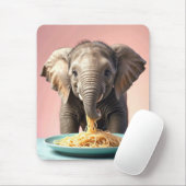 Tapis De Souris Bébé mignon Eléphant Manger Spaghetti (Avec souris)