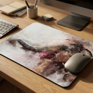 Tapis De Souris Bébé mignon, heureux et jouant Eléphant asiatique