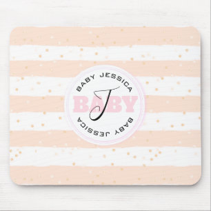 Tapis De Souris Bébé monogramme rose et blanc