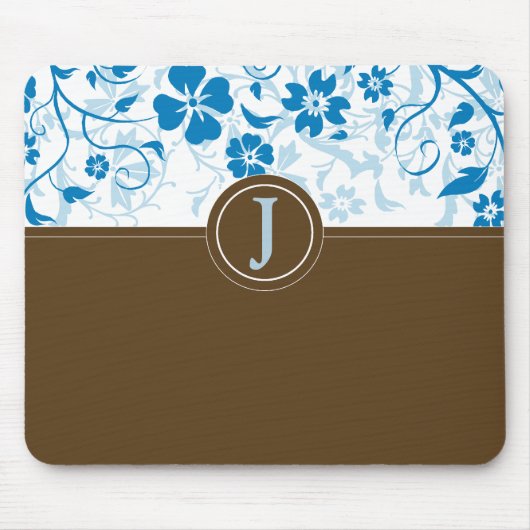 Tapis De Souris Bébé monogramme simple Mousepad bleu (Devant)