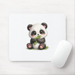 Tapis de souris bébé panda mignon mangeant du bamb