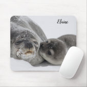 Tapis De Souris Bébé phoque mignon et maman (Avec souris)