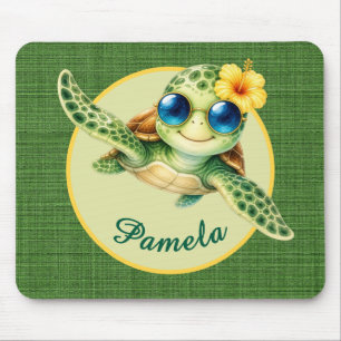 Tapis De Souris Bébé tortue mignonne avec des lunettes de soleil b