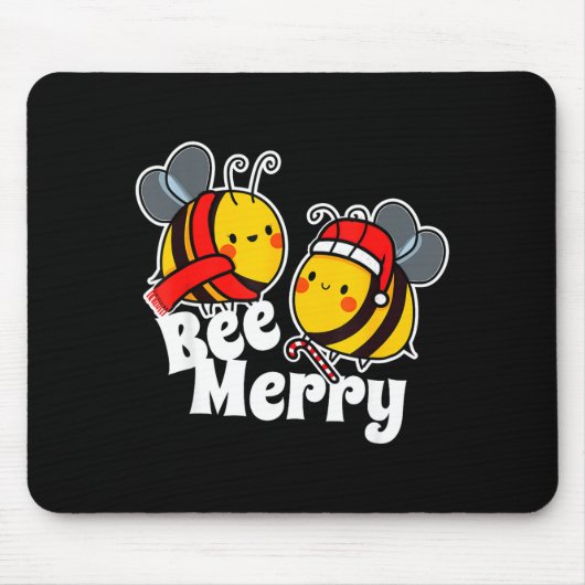 Tapis De Souris Bee Merry _ Cute Honey Bees Santa Claus _ Christma (Devant)