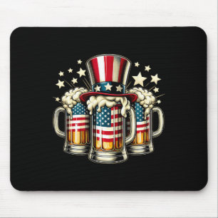 Tapis De Souris Beer American Flag Usa 4 juillet Party Boire