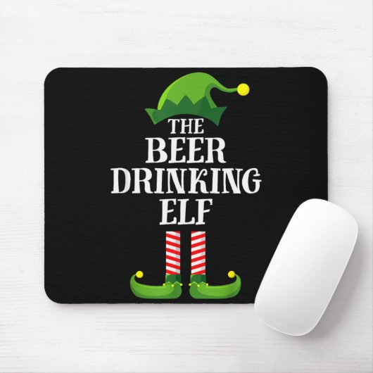 Tapis De Souris Beer Drinking Elf Matching Family Group Christmas (Avec souris)