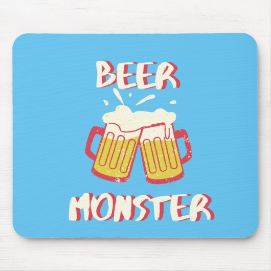 Tapis de souris Beer Monster | Fond bleu (Devant)