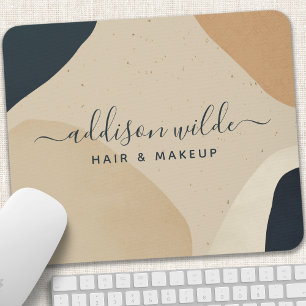 Tapis De Souris Beige Bleu Marine Formes Abstraites Modernes Neutr