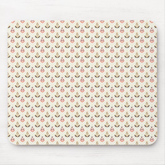 Tapis De Souris Beige mousepad with a repeating floral pattern (Devant)