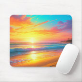 Tapis De Souris Bel coucher de soleil sur l'Ocean Sandy Beach (Avec souris)
