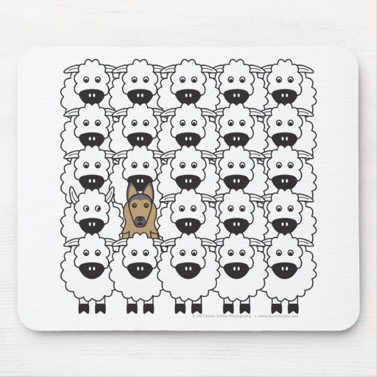 Tapis De Souris Belge Tervuren chez les moutons (Devant)
