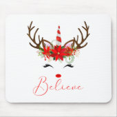 Tapis De Souris Believe Red White Insettia Reindeer Unicorn (Devant)