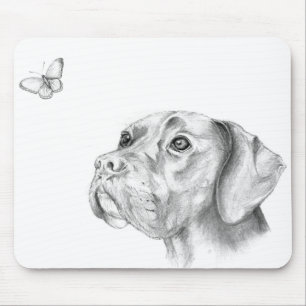 Tapis De Souris Bella un chien Boxer Labrador Retriever Papillon