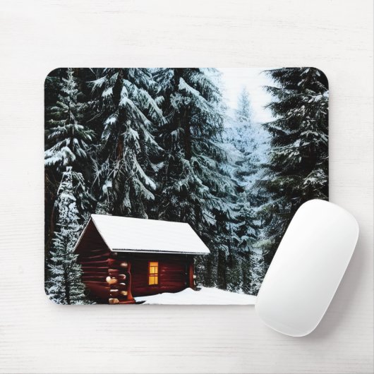 Tapis De Souris Belle Abstraite Petite Cabine d'hiver (Avec souris)