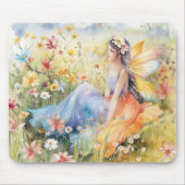 Tapis De Souris Belle Aquarelle Fée Dans Pré (Devant)