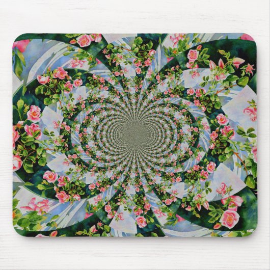 Tapis De Souris Belle boho rose, roses rouges, aquarelle florale (Devant)