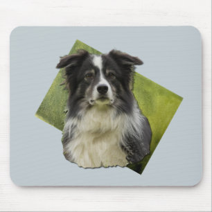 Tapis De Souris Belle bordure couleur Tri Collie sur l'art vert