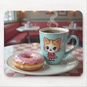 Tapis De Souris Belle Donut et café au Retro Diner