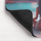 Tapis De Souris Belle femme méditant sur la plage vierge (Coin)