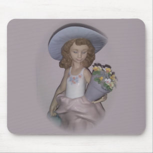 Tapis De Souris Belle fille avec Lladro Fleurs