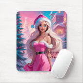 Tapis De Souris Belle fille de Noël rose 01 (Avec souris)