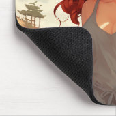 Tapis De Souris Belle Fille En Rouge À La Plage (Coin)