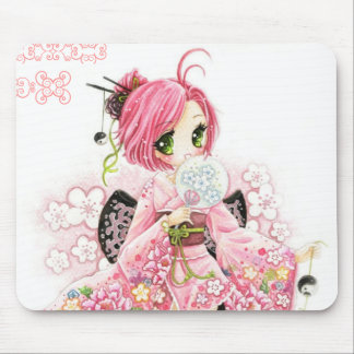 Tapis De Souris Belle fille japonaise dans le kimono