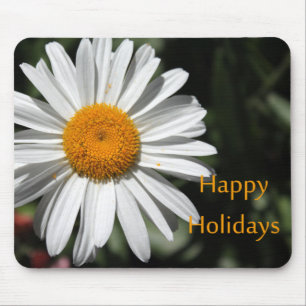 Tapis De Souris Belle fleur de marguerite blanche joyeuses fêtes f