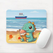 Tapis De Souris Belle glace manger dino à la plage (Avec souris)