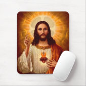 Tapis De Souris Belle image religieuse Sacré Coeur de Jésus (Avec souris)