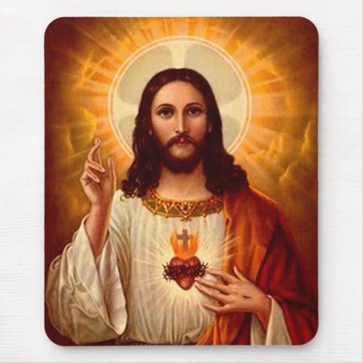 Tapis De Souris Belle image religieuse Sacré Coeur de Jésus (Devant)