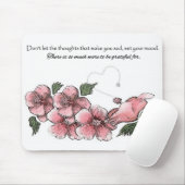 Tapis De Souris Belle ketmie rose avec la citation (Avec souris)