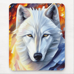 Tapis De Souris Belle peinture de loup blanc