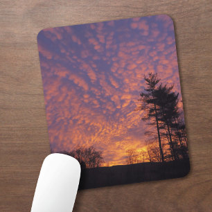 Tapis De Souris Belle Photo de Lever de Soleil avec Nuages Rose Or