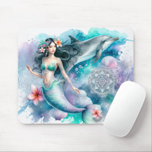 Tapis De Souris Belle sirène d'aquarelle