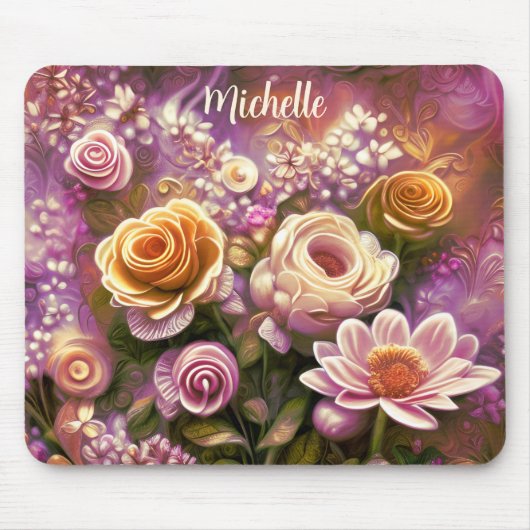 Tapis De Souris Belle souris Motif Fleur Acrylique (Devant)