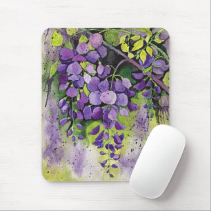 Tapis De Souris Belles Fleurs De Wisteria En Aquarelle