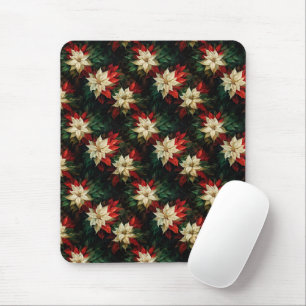 Tapis De Souris Belles Poinsettias rouges et blanches
