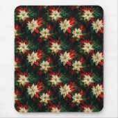 Tapis De Souris Belles Poinsettias rouges et blanches (Devant)