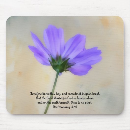 Tapis De Souris Below a Flower Faith Deuteronomy Bible Verse (Devant)