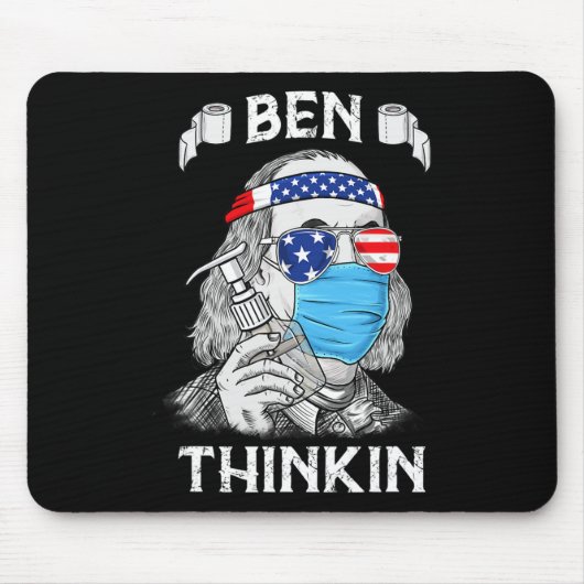 Tapis De Souris Ben Thinkin 4 juillet Fun Benjamin Franklin Part (Devant)